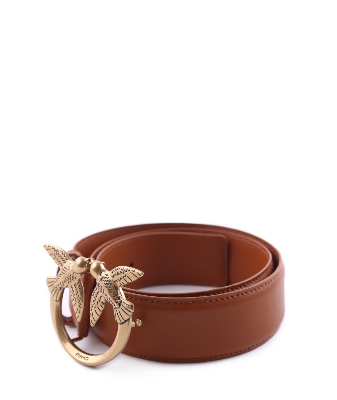 PINKO Коричневый кожаный ремень, фото 2