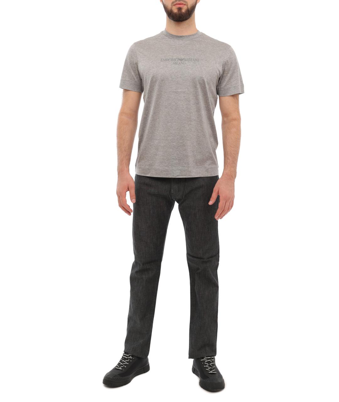 EMPORIO ARMANI Серые хлопковые прямые джинсы, фото 2