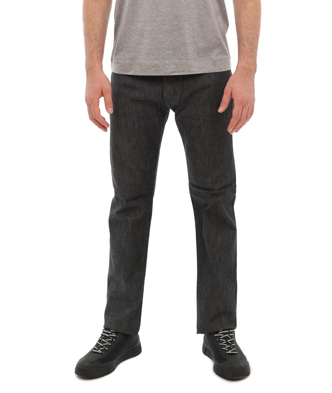 EMPORIO ARMANI Серые хлопковые прямые джинсы, фото 1