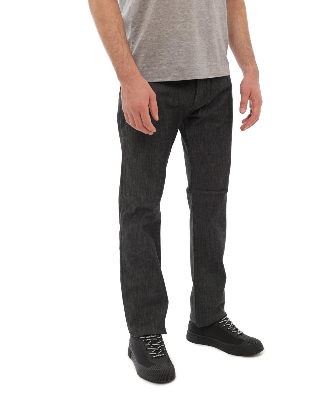 EMPORIO ARMANI Серые хлопковые прямые джинсы, фото 5