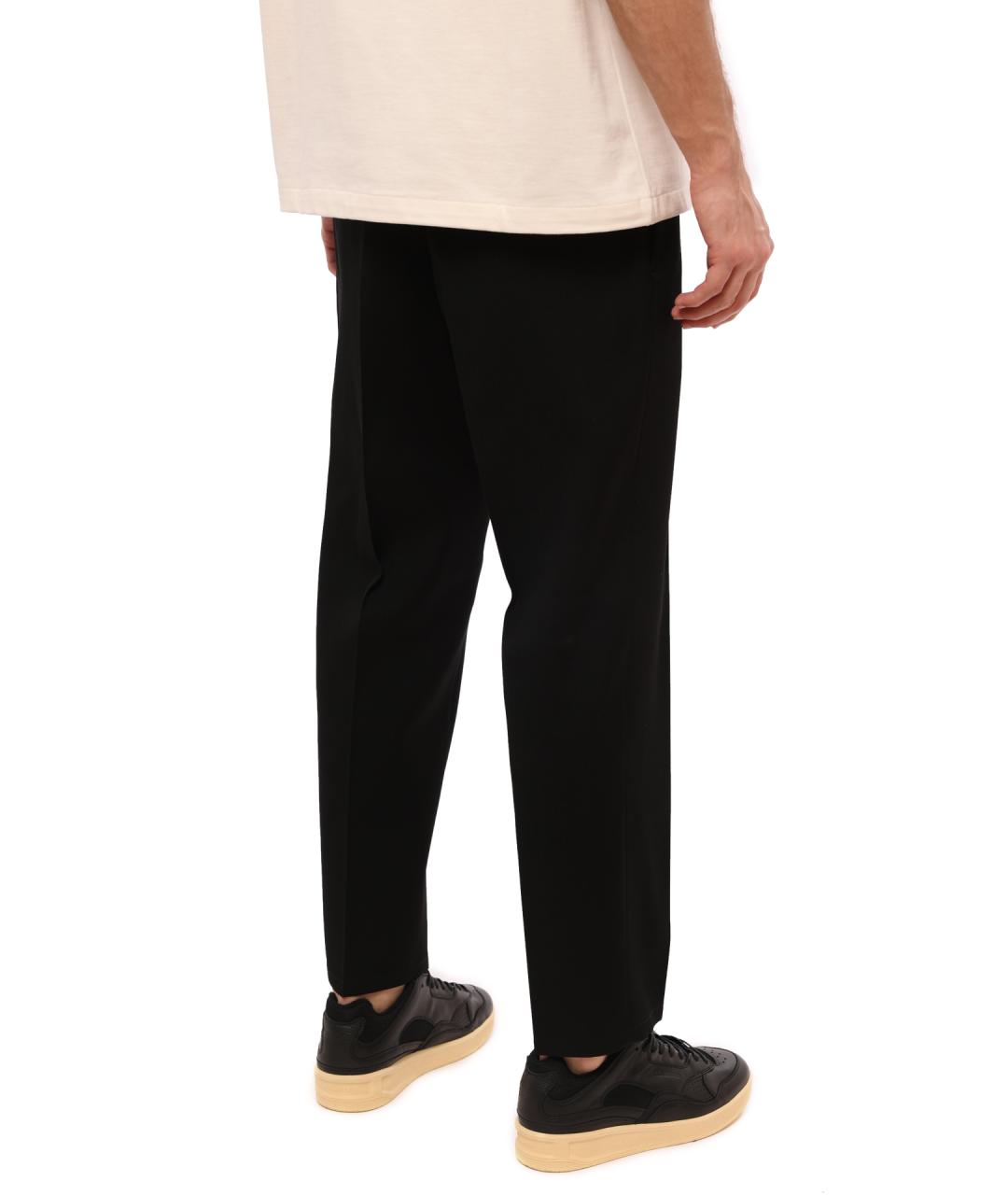 JIL SANDER Черные хлопковые повседневные брюки, фото 3