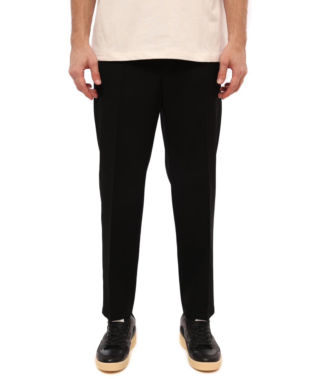 JIL SANDER Черные хлопковые повседневные брюки, фото 1