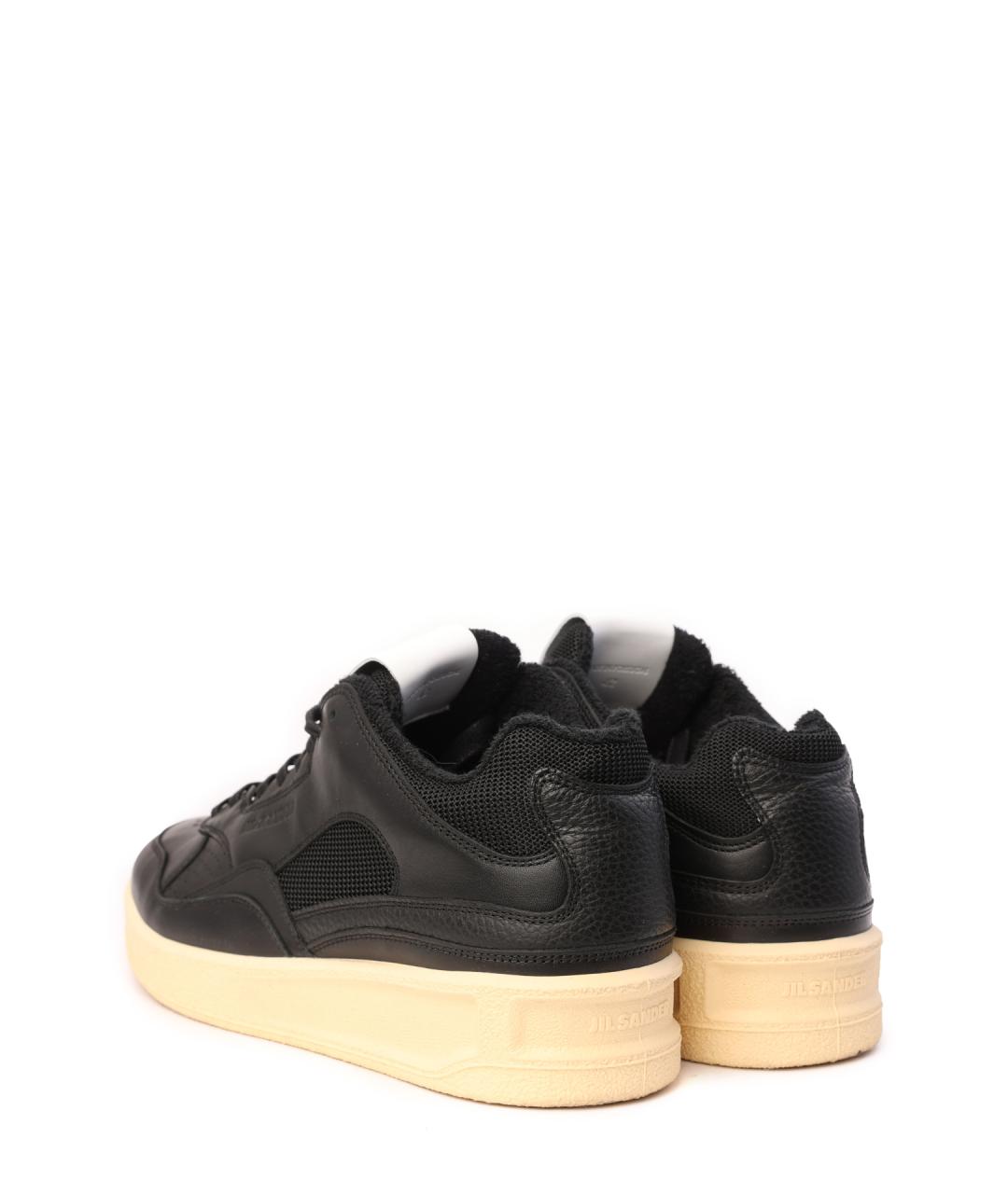 JIL SANDER Черные кожаные низкие кроссовки / кеды, фото 6