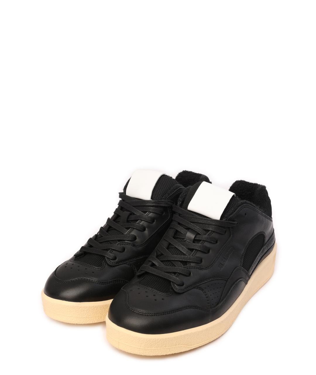 JIL SANDER Черные кожаные низкие кроссовки / кеды, фото 7