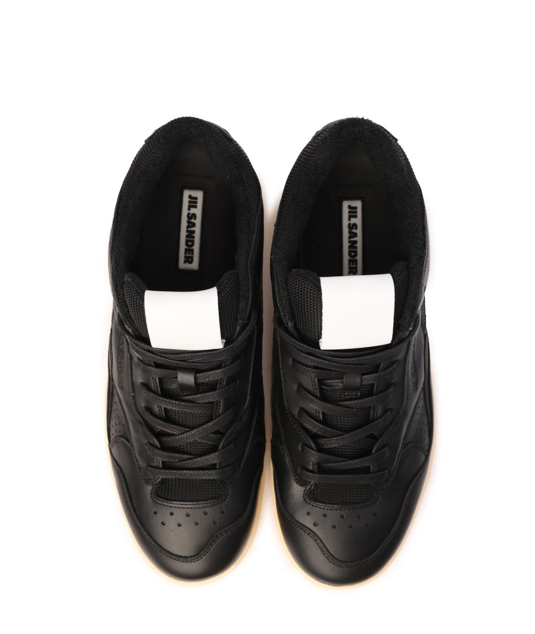 JIL SANDER Черные кожаные низкие кроссовки / кеды, фото 4