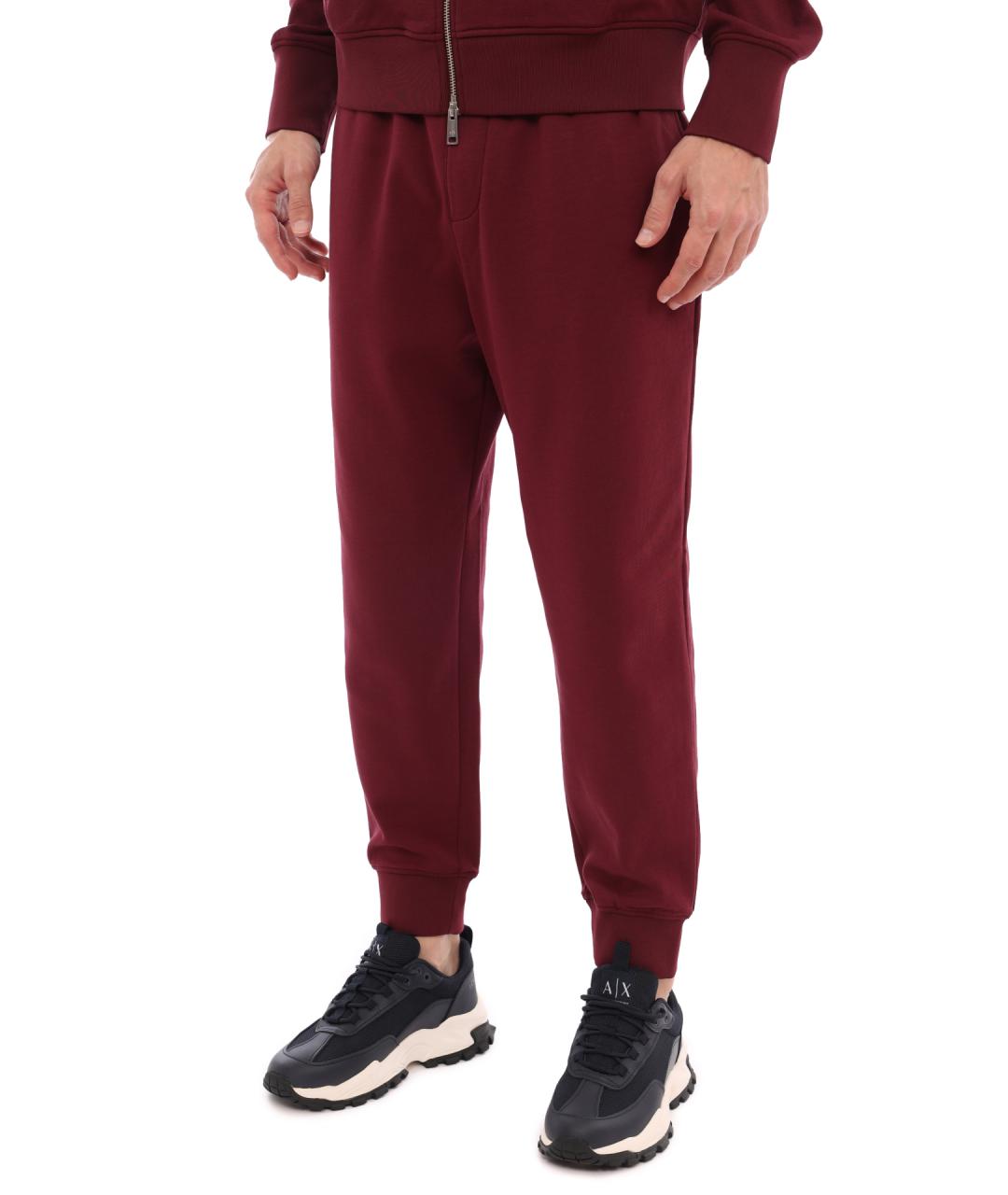 ARMANI EXCHANGE Бордовые хлопковые повседневные брюки, фото 3