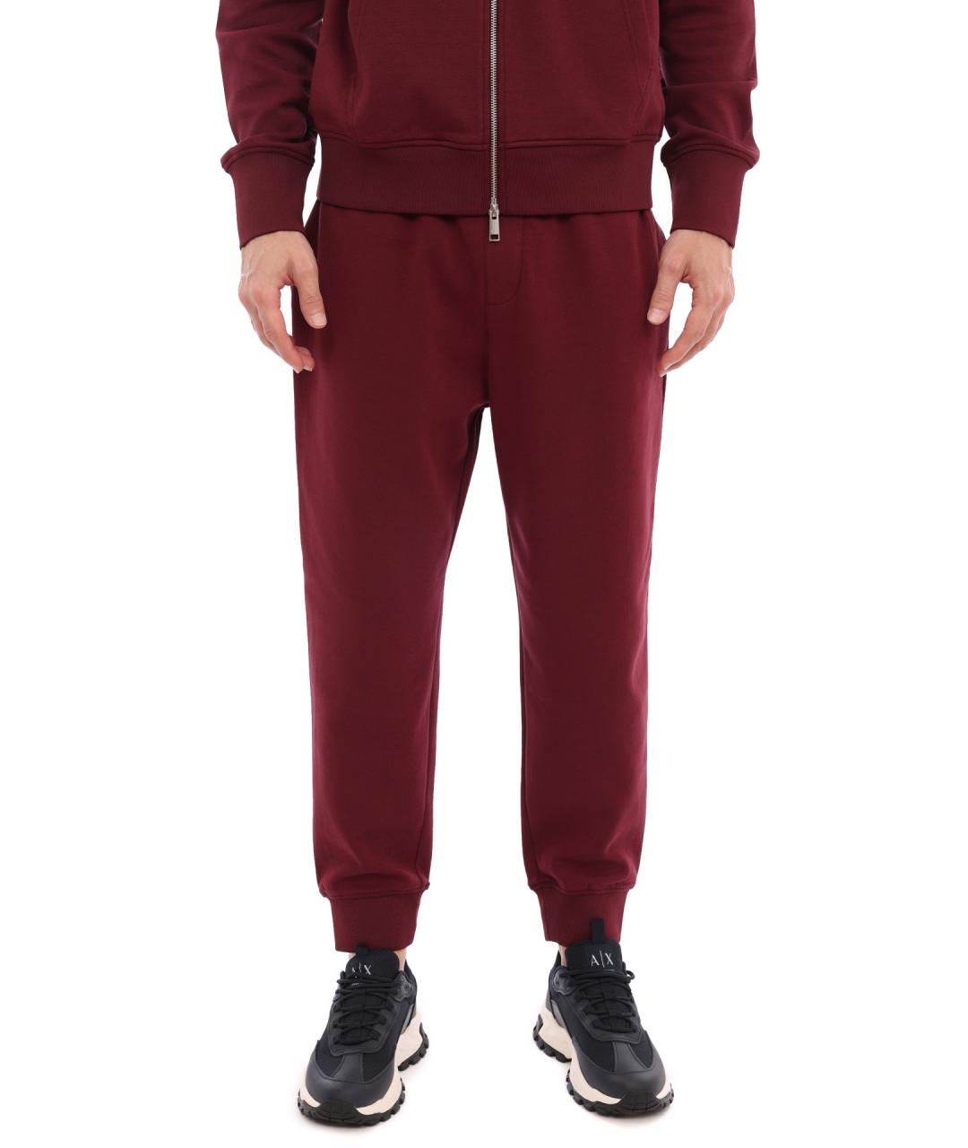 ARMANI EXCHANGE Бордовые хлопковые повседневные брюки, фото 2