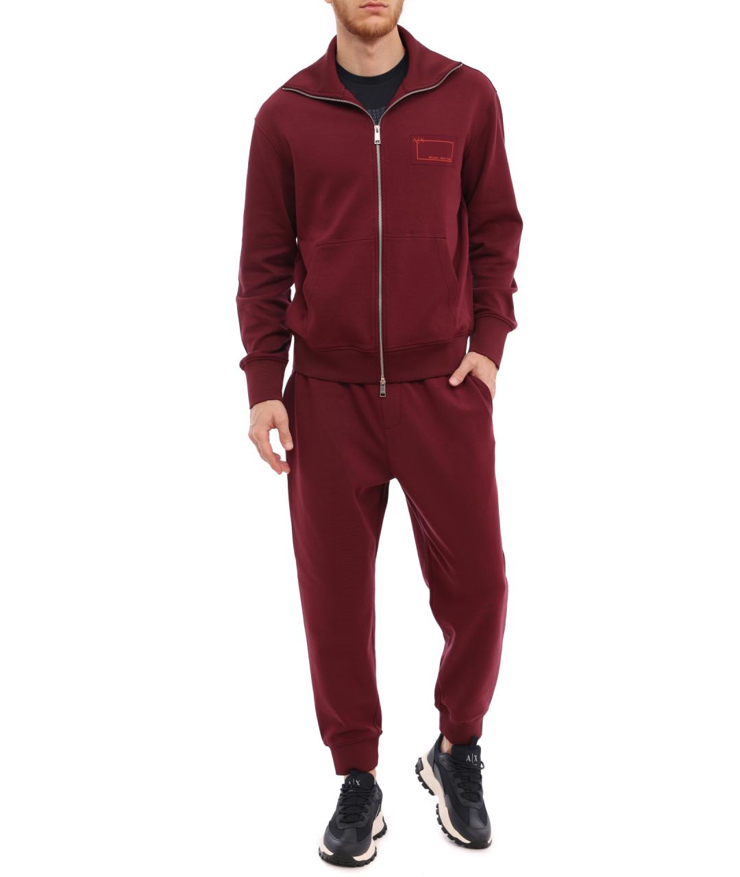 ARMANI EXCHANGE Бордовые хлопковые повседневные брюки, фото 1
