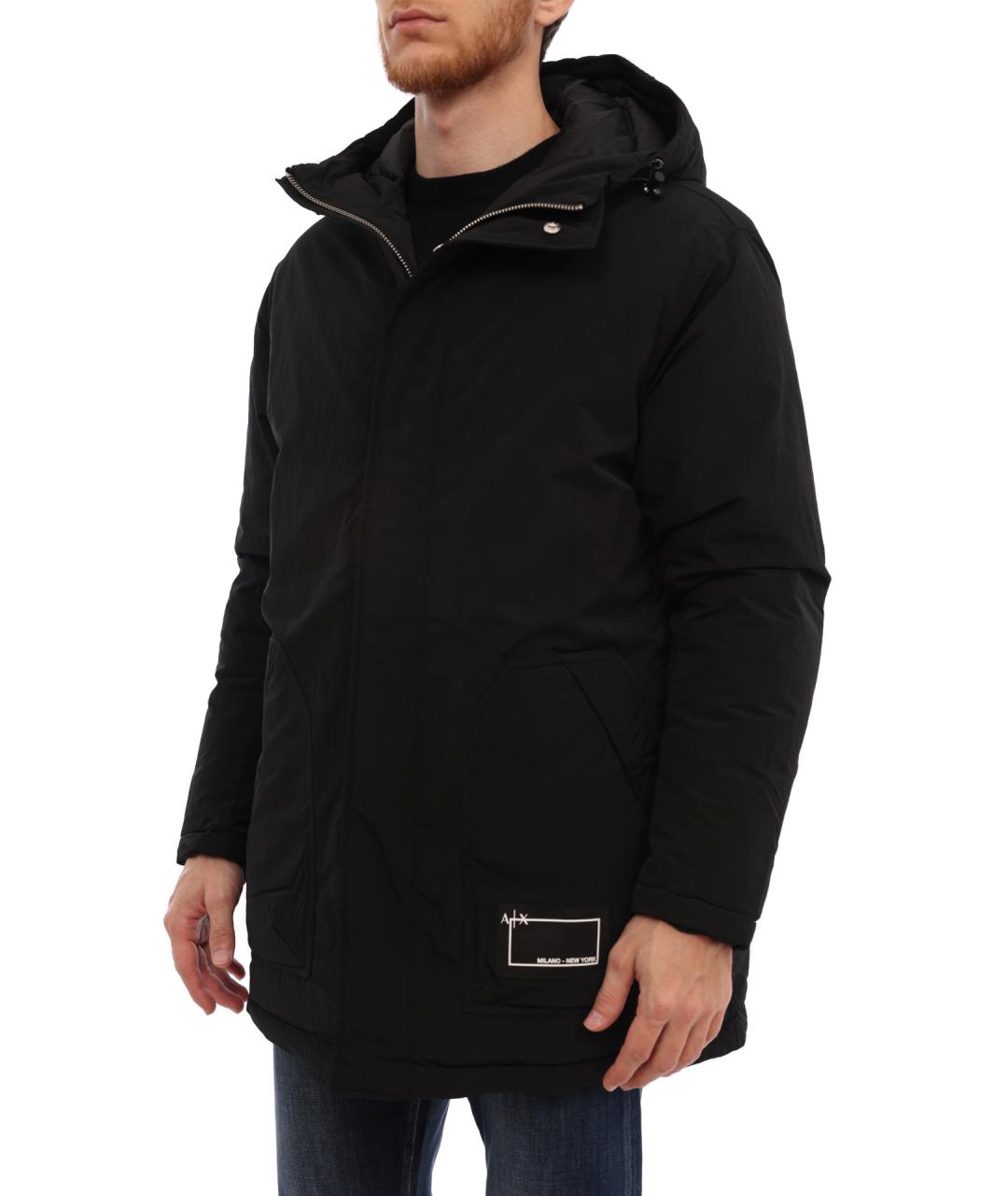 ARMANI EXCHANGE Черный полиэстеровый пуховик, фото 4