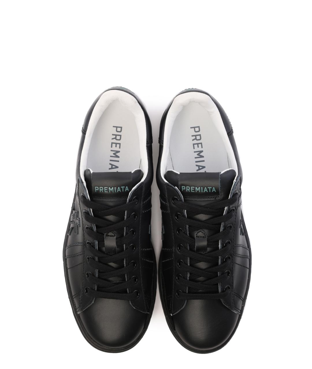 PREMIATA Черные кожаные низкие кроссовки / кеды, фото 4