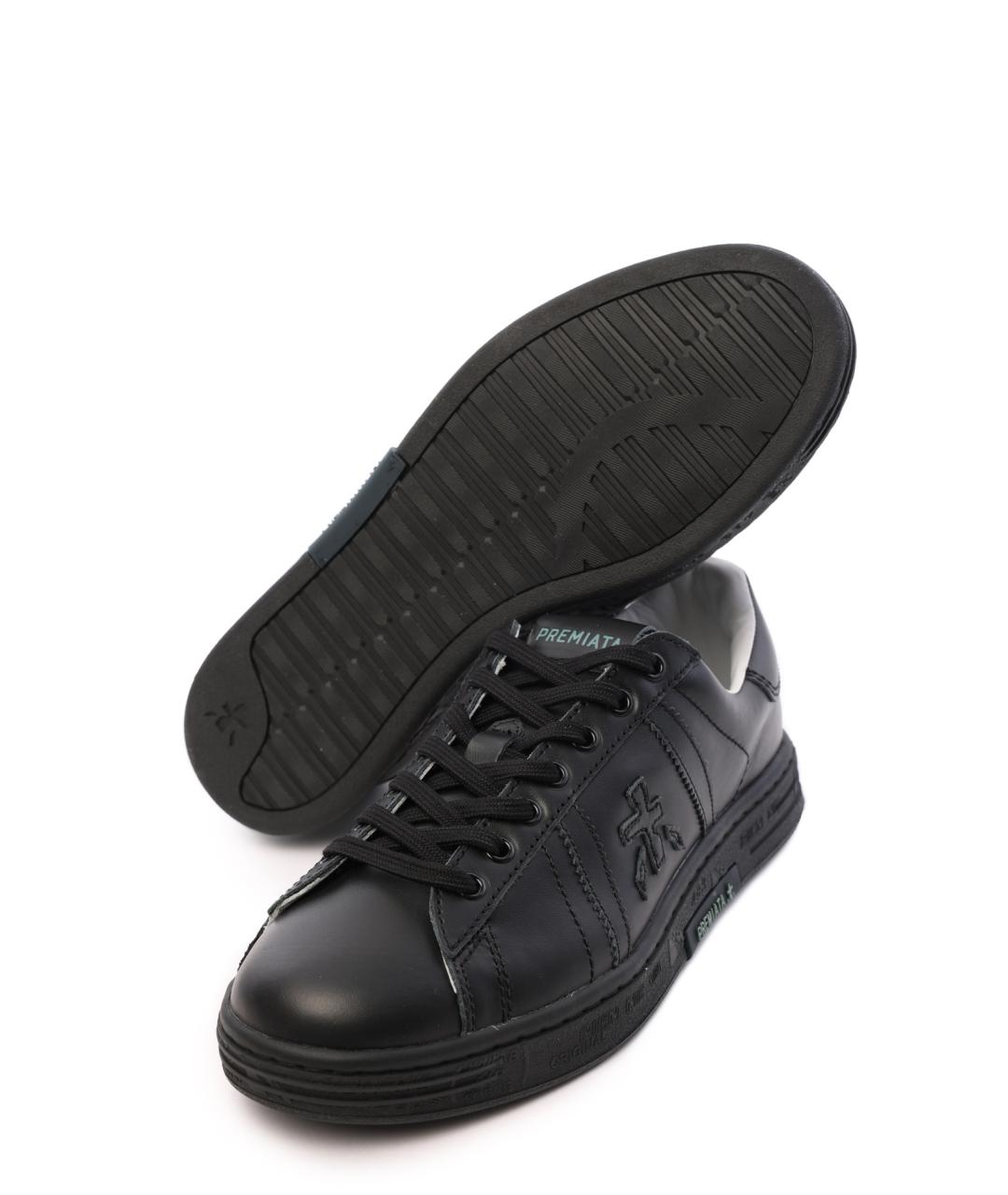 PREMIATA Черные кожаные низкие кроссовки / кеды, фото 5