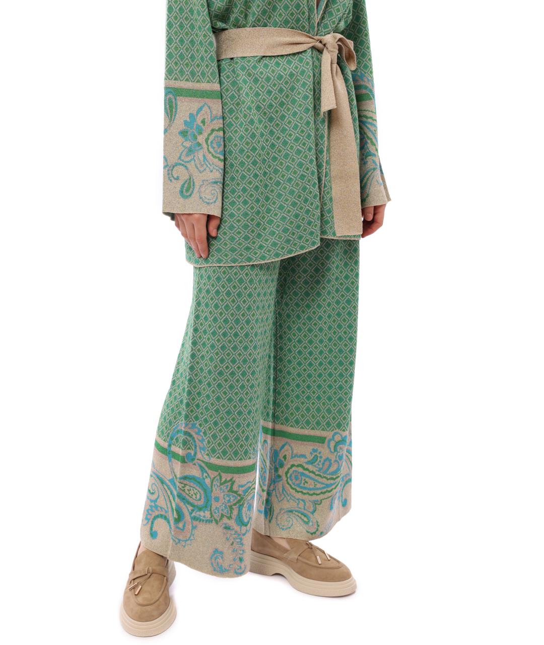 LIU JO Зеленые вискозные прямые брюки, фото 4