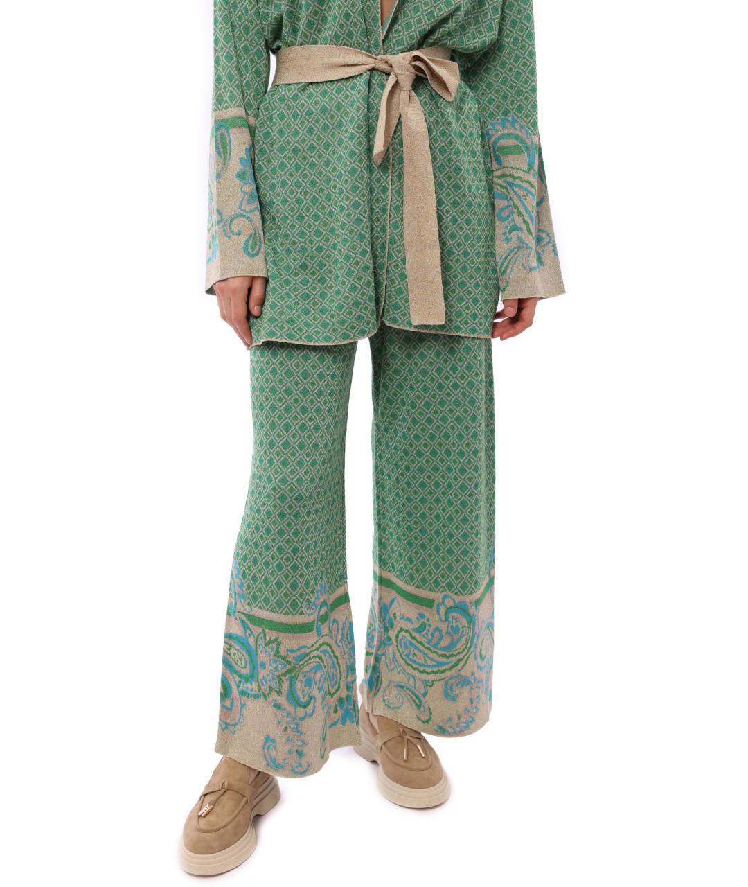 LIU JO Зеленые вискозные прямые брюки, фото 1