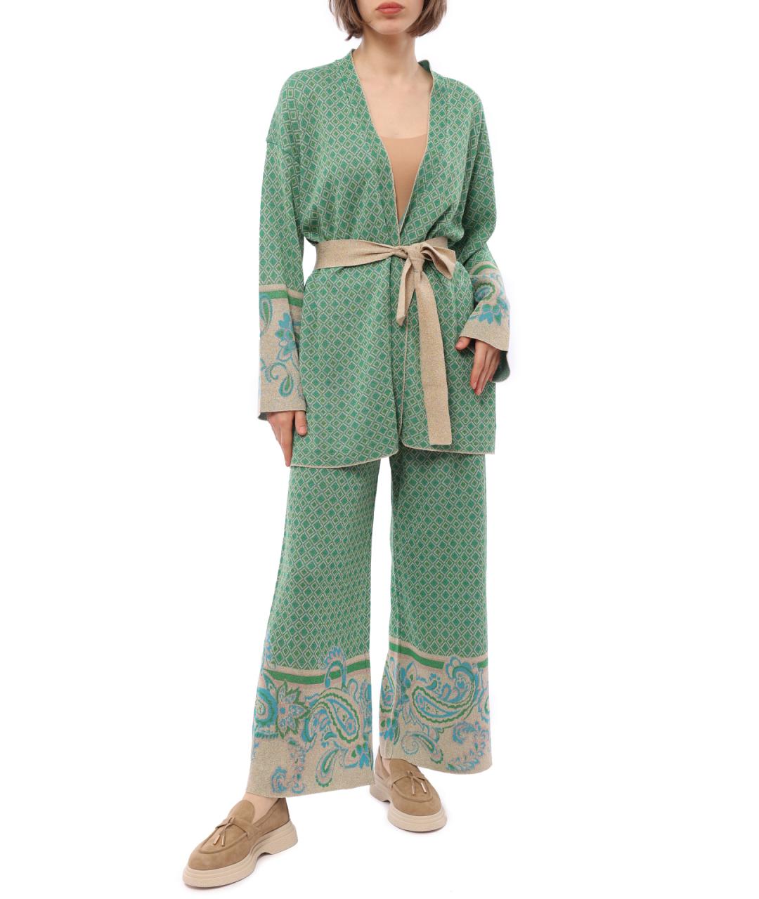 LIU JO Зеленые вискозные прямые брюки, фото 2