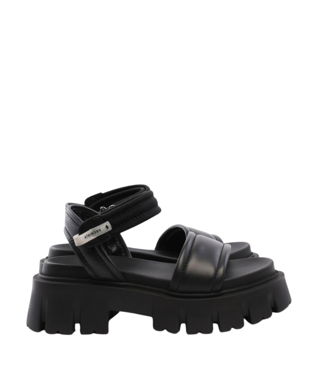 PREMIATA Черные кожаные босоножки, фото 1