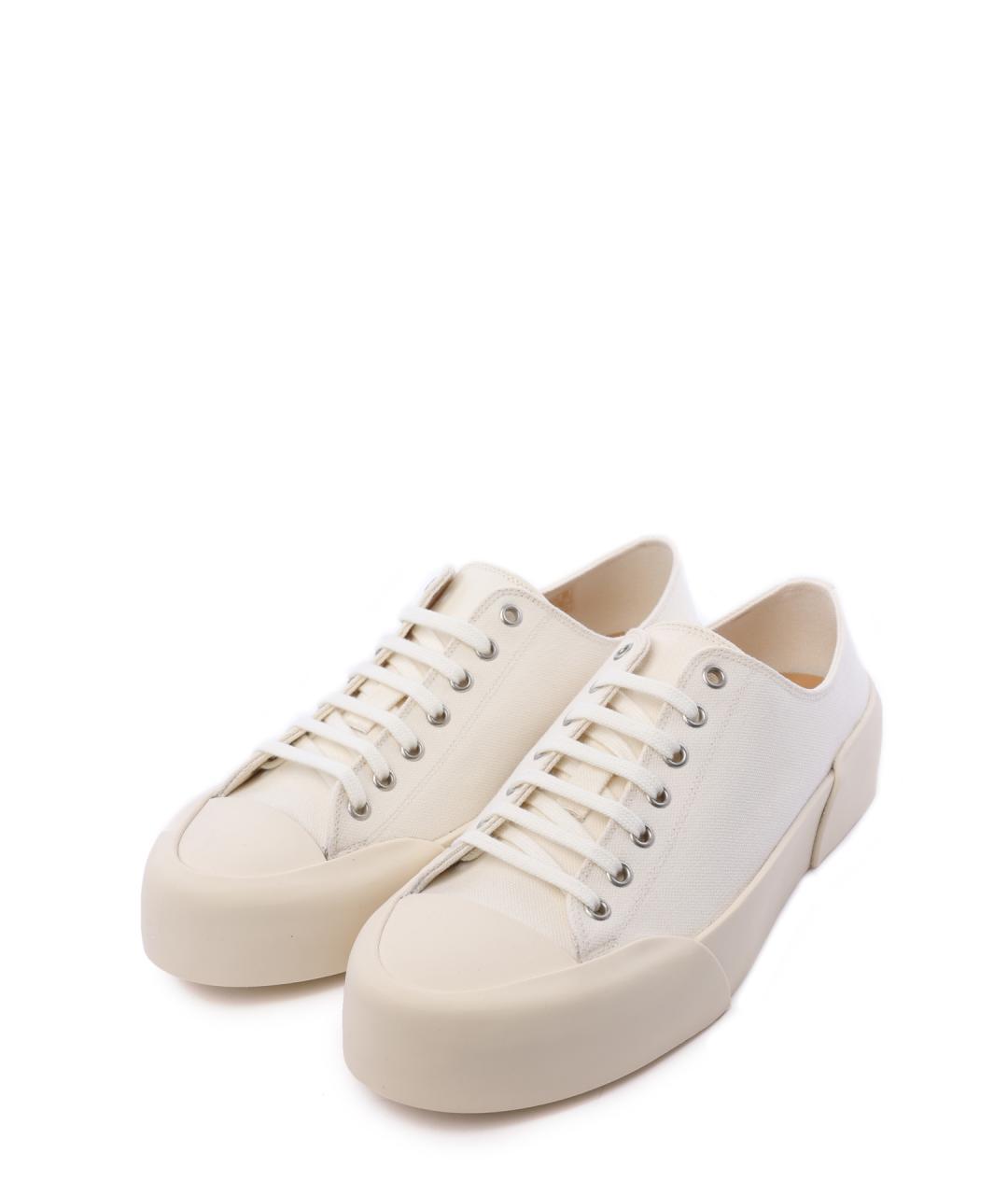 JIL SANDER Белые текстильные низкие кроссовки / кеды, фото 2