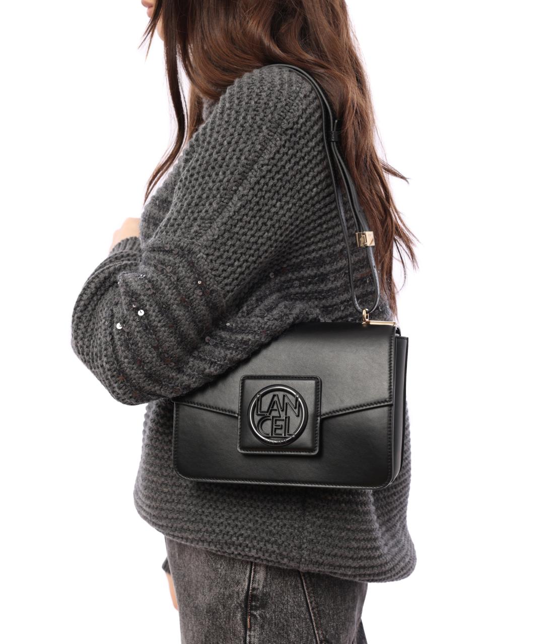 LANCEL Черная кожаная сумка через плечо, фото 2