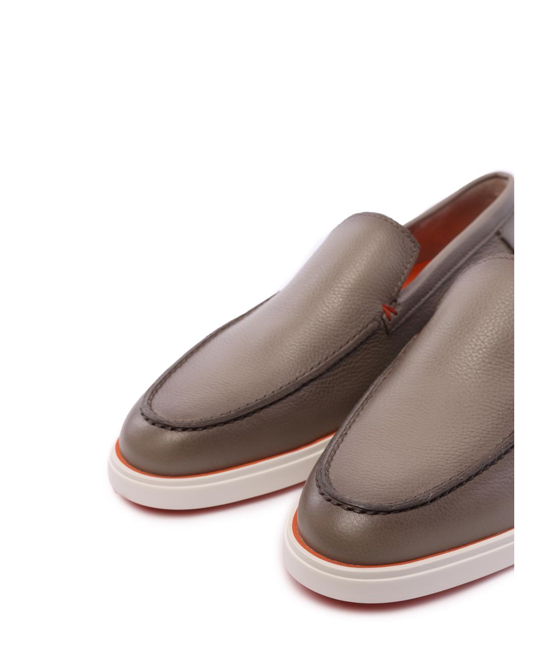 SANTONI Серые кожаные лоферы, фото 6
