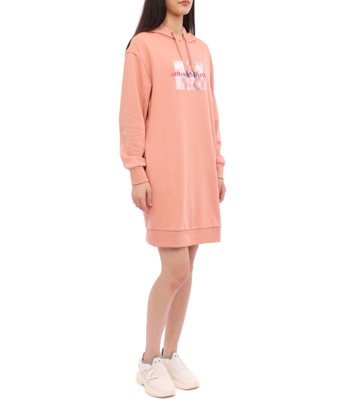 ARMANI EXCHANGE Коралловое хлопковое повседневное платье, фото 3