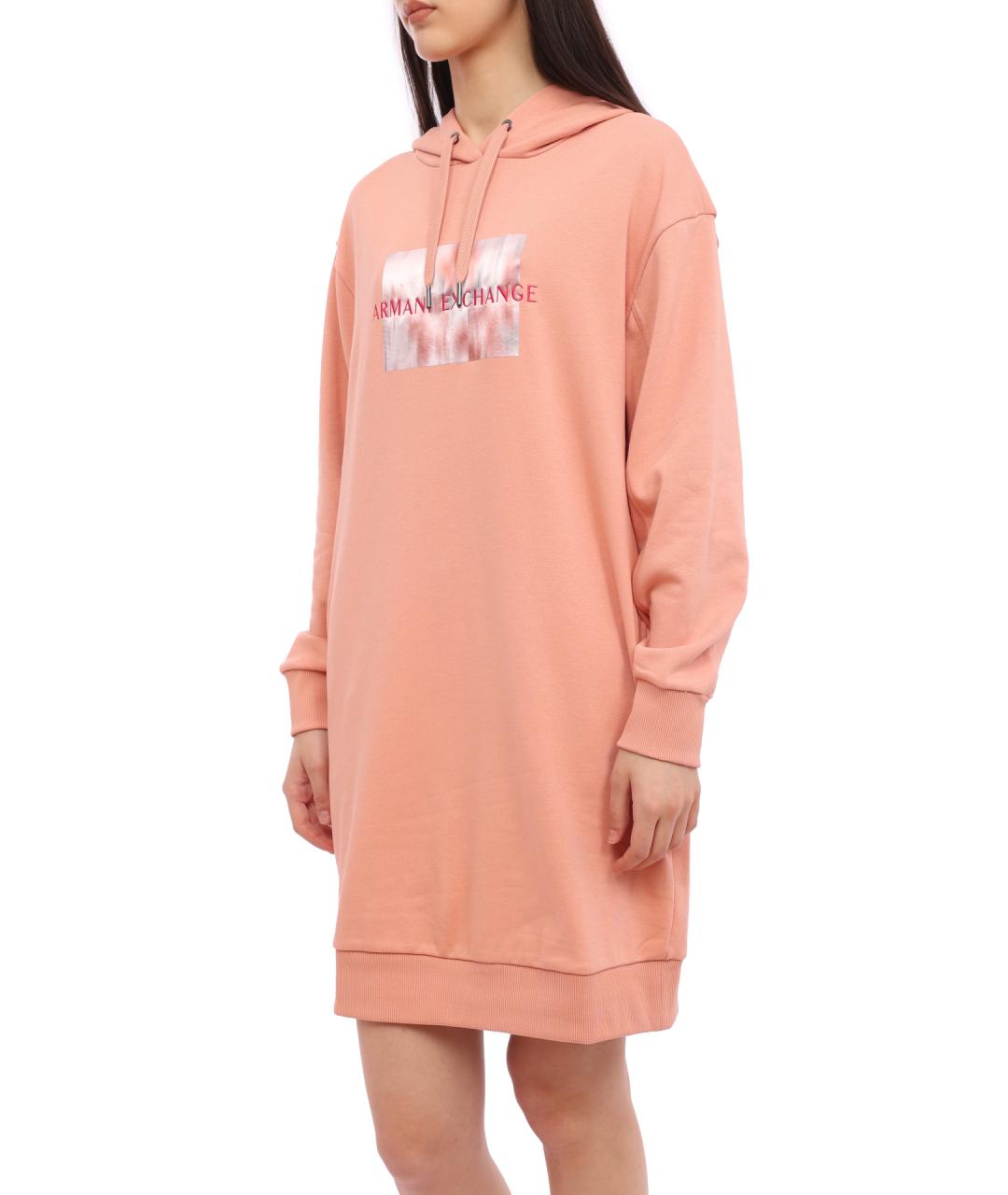 ARMANI EXCHANGE Коралловое хлопковое повседневное платье, фото 4