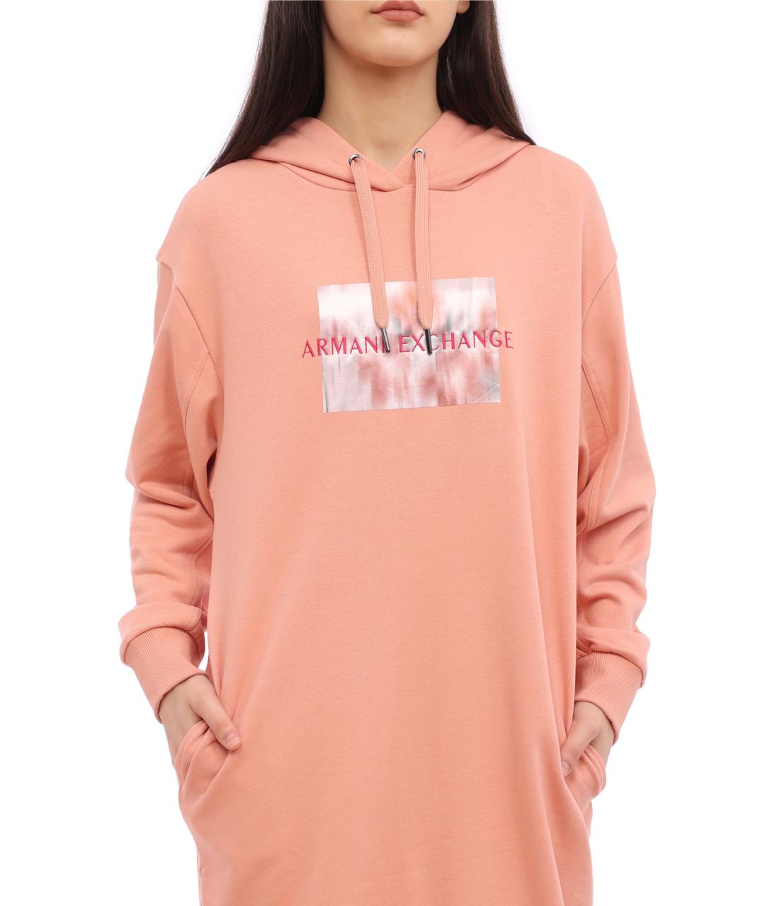 ARMANI EXCHANGE Коралловое хлопковое повседневное платье, фото 2