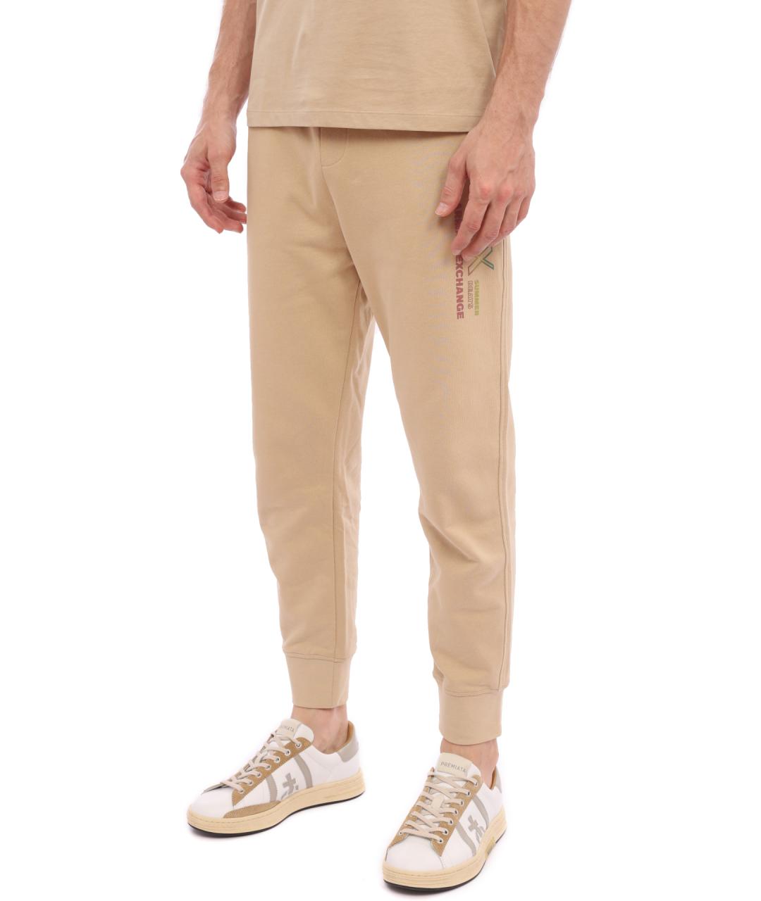 ARMANI EXCHANGE Бежевые хлопковые повседневные брюки, фото 3