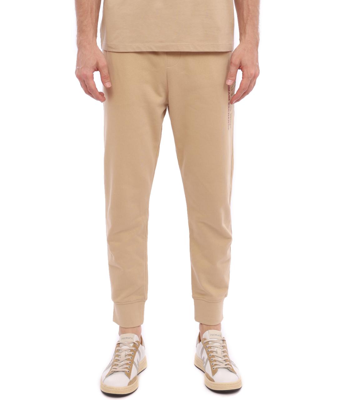 ARMANI EXCHANGE Бежевые хлопковые повседневные брюки, фото 1