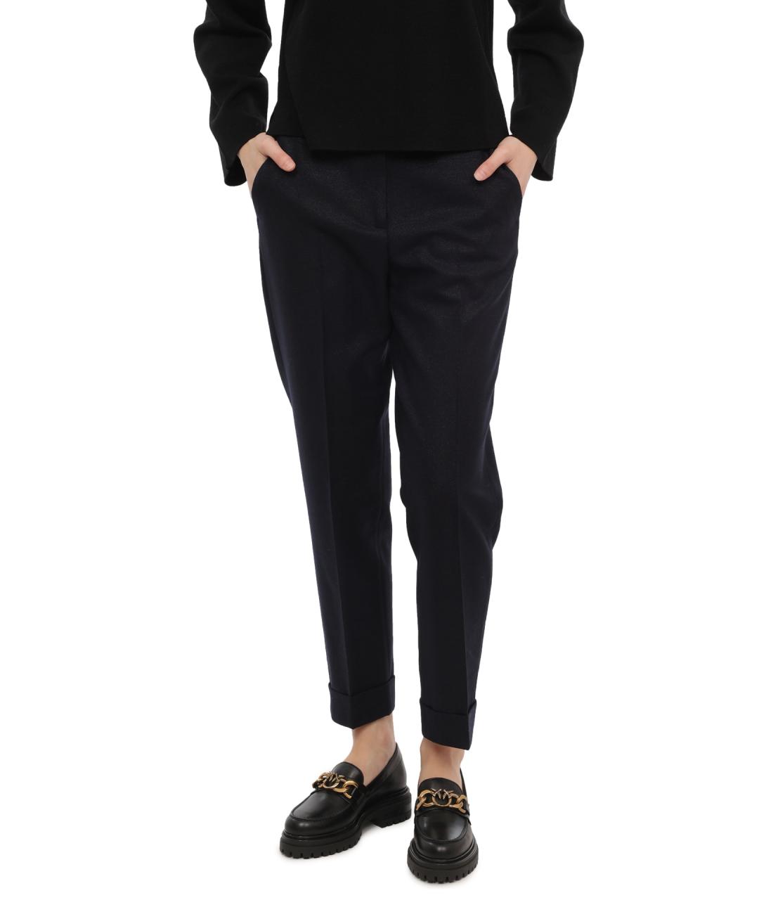 PESERICO Черные полиэстеровые прямые брюки, фото 3