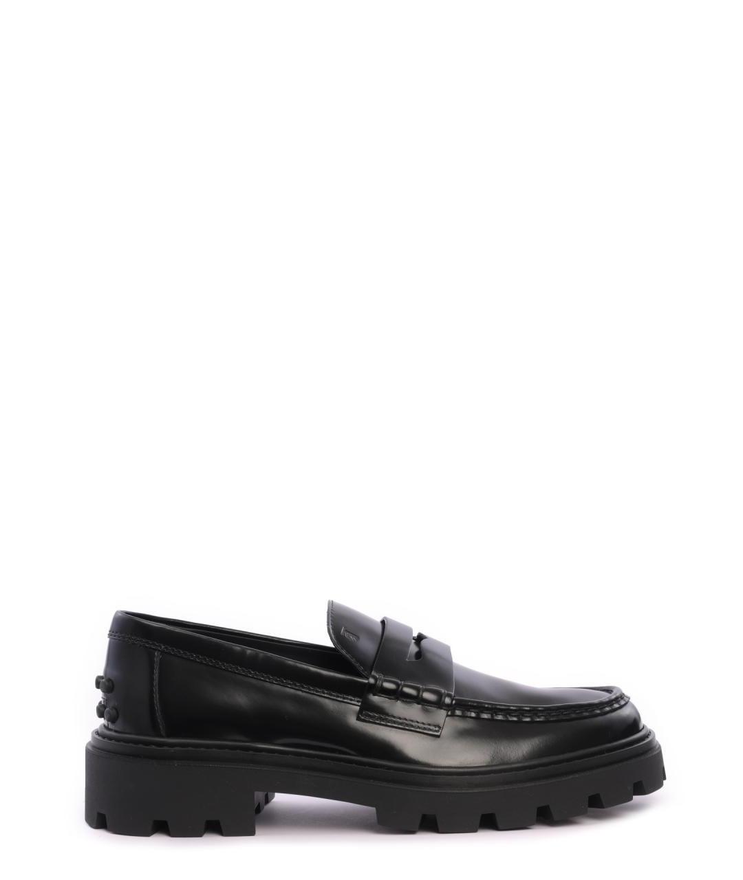 TOD'S Черные кожаные лоферы, фото 1