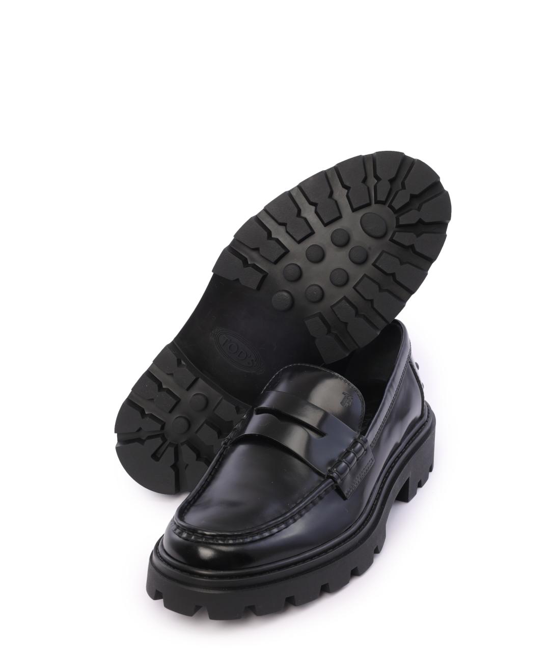 TOD'S Черные кожаные лоферы, фото 5