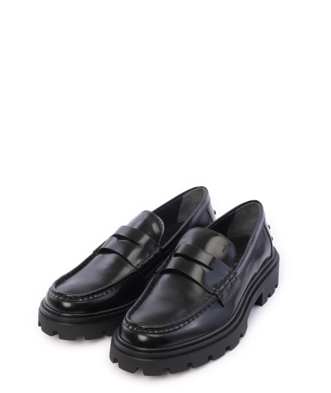 TOD'S Черные кожаные лоферы, фото 2