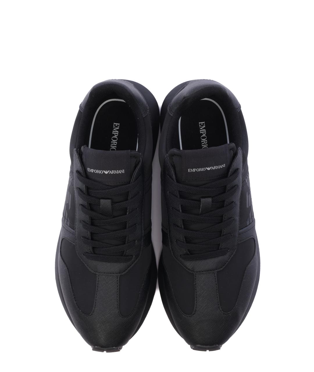 EMPORIO ARMANI Черные кожаные низкие кроссовки / кеды, фото 5