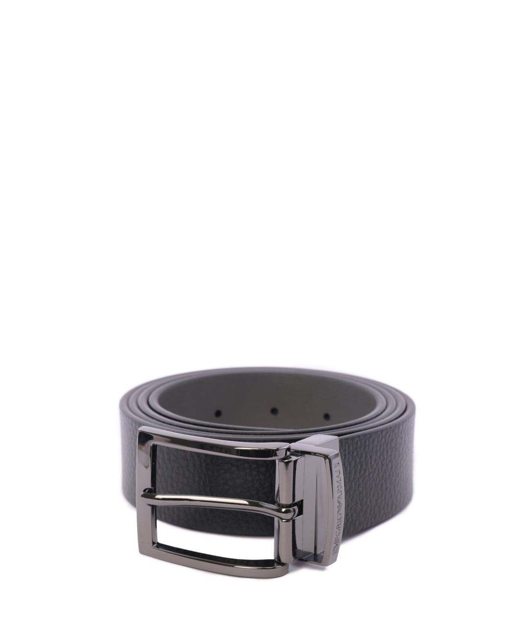 EMPORIO ARMANI Черный кожаный ремень, фото 2