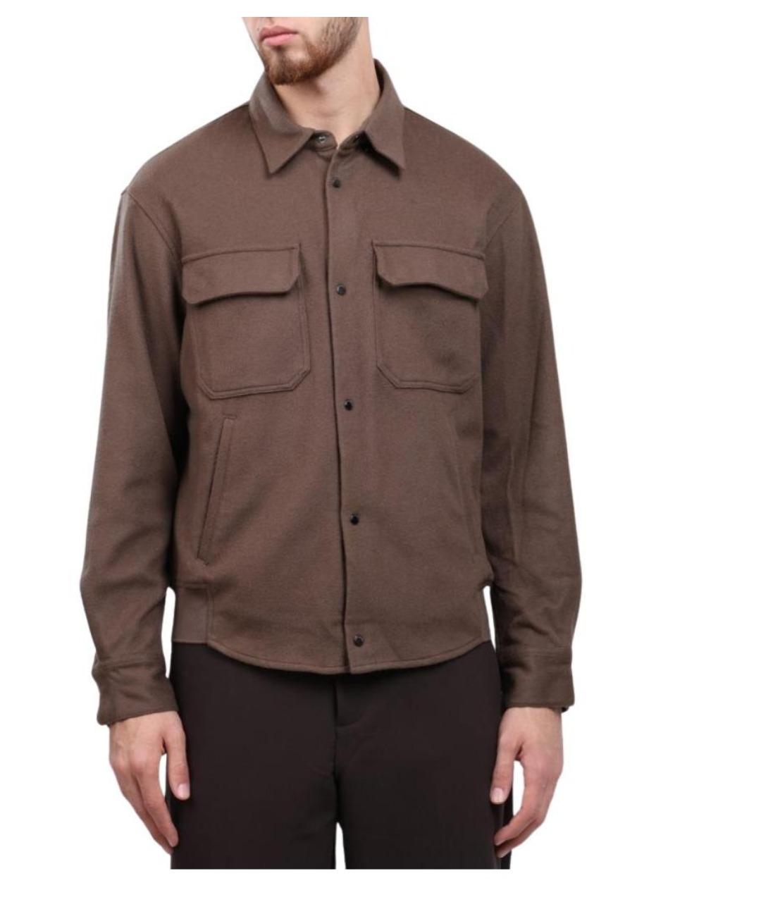 EMPORIO ARMANI Коричневая шерстяная кэжуал рубашка, фото 1