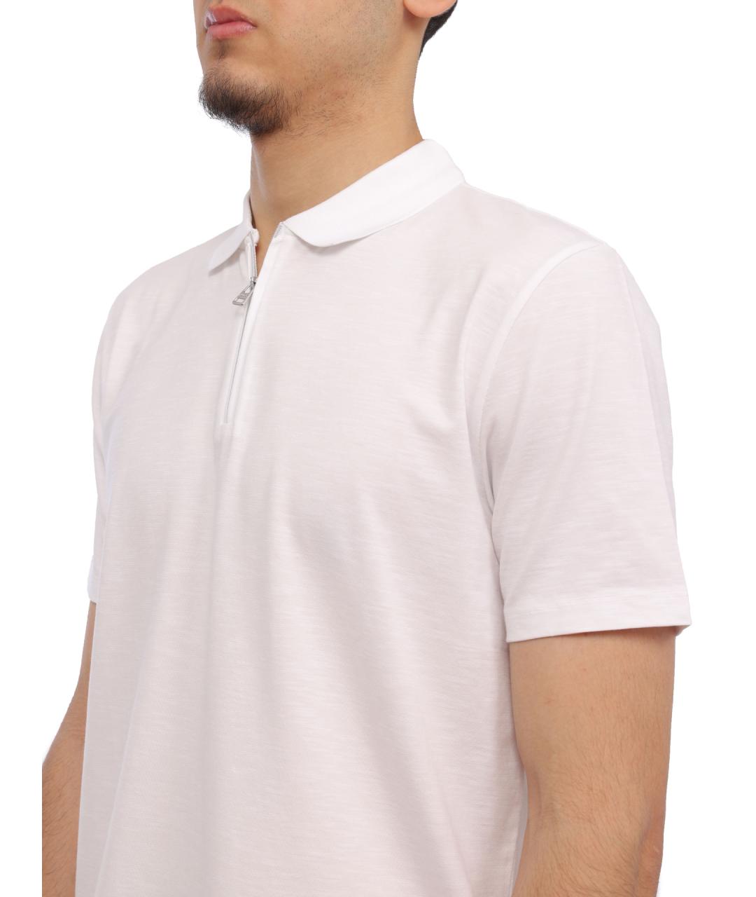 HUGO Белое хлопковое поло с коротким рукавом, фото 3
