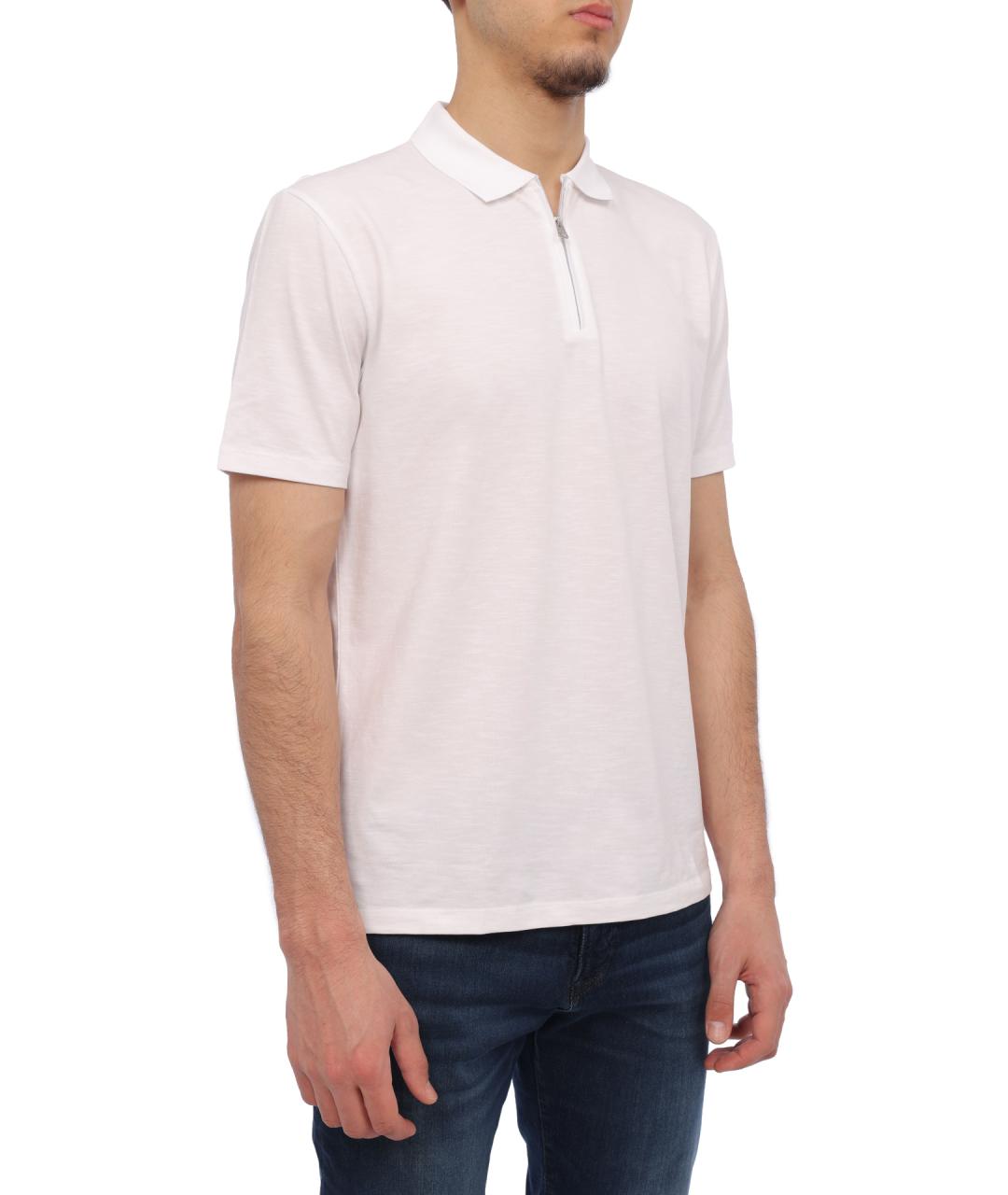 HUGO Белое хлопковое поло с коротким рукавом, фото 4
