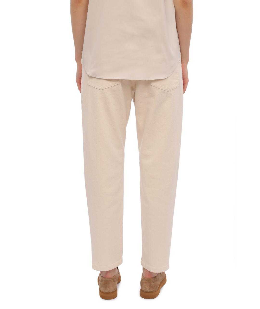 BRUNELLO CUCINELLI Белые прямые брюки, фото 4