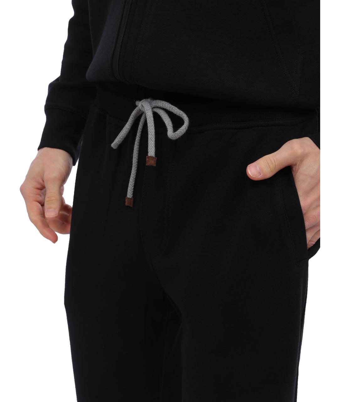 BRUNELLO CUCINELLI Черные хлопковые повседневные брюки, фото 5