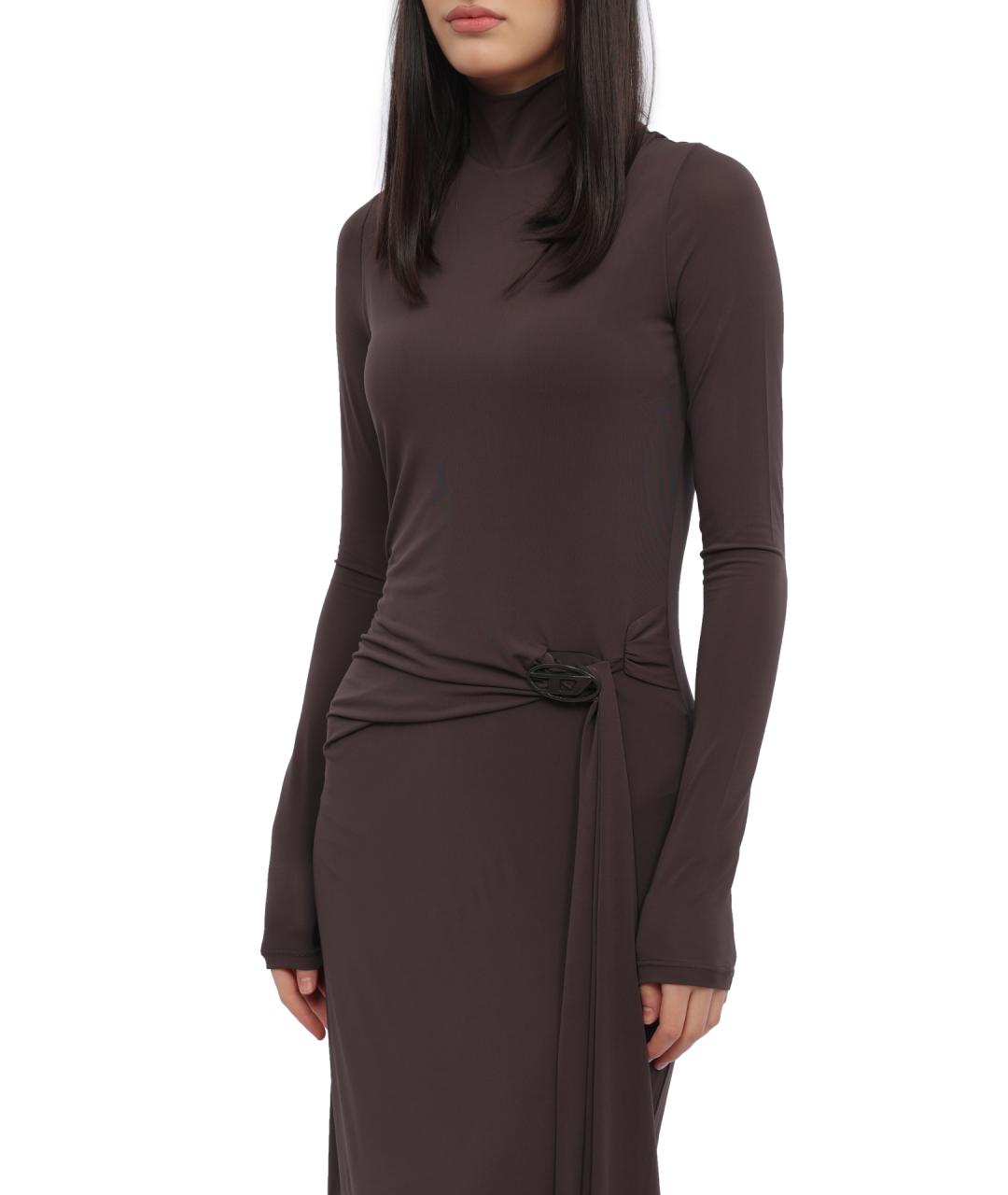 DIESEL Коричневое полиэстеровое повседневное платье, фото 2