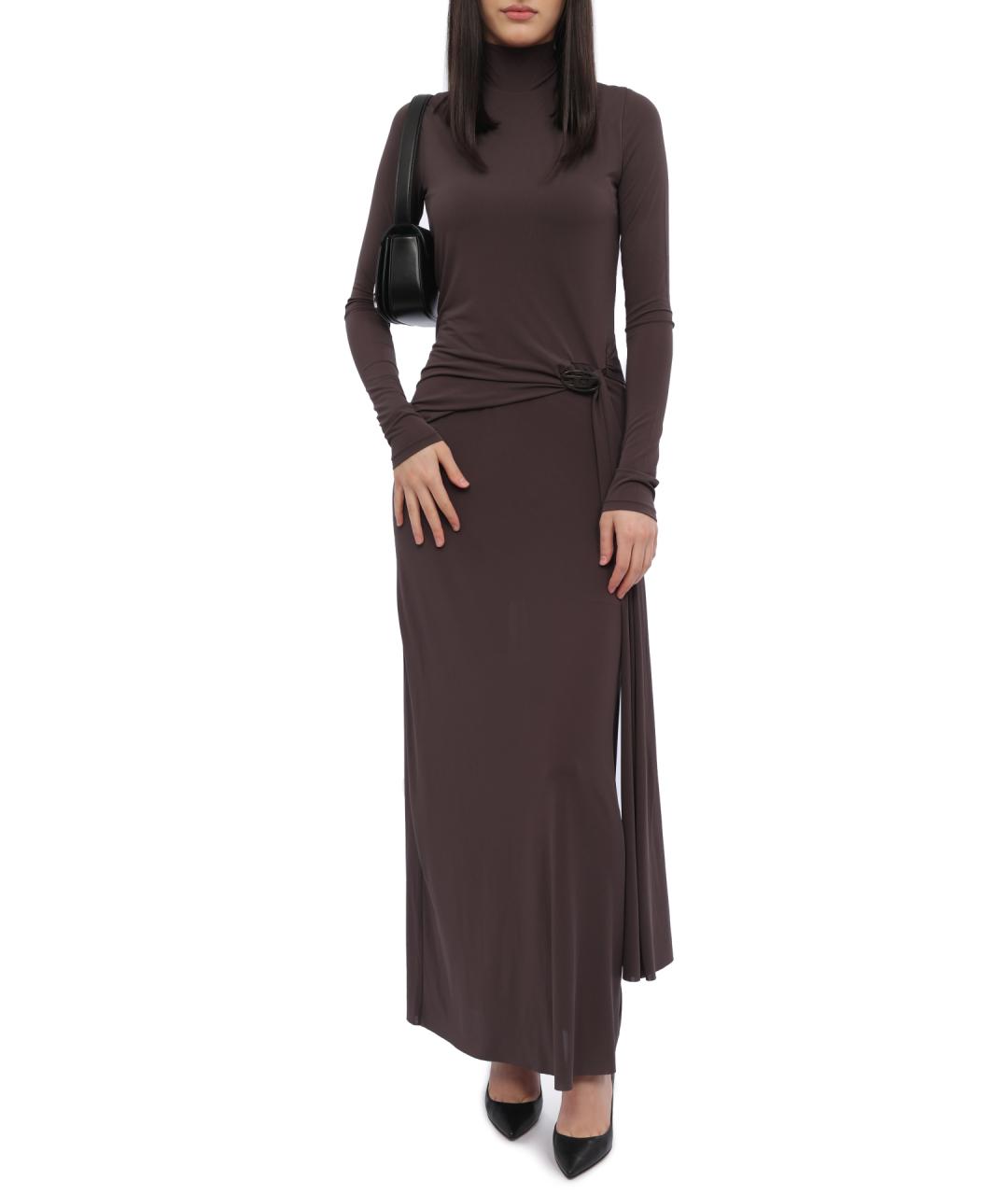 DIESEL Коричневое полиэстеровое повседневное платье, фото 1