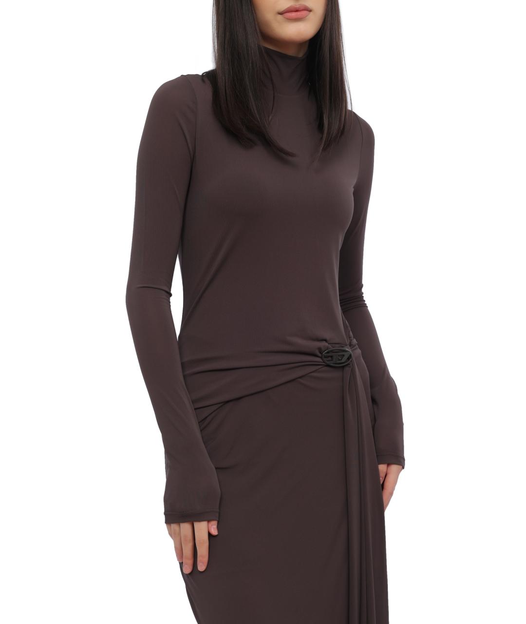 DIESEL Коричневое полиэстеровое повседневное платье, фото 4