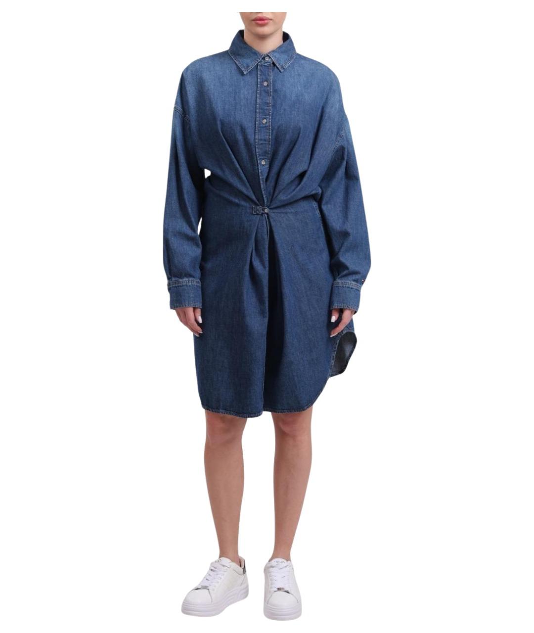 TOMMY HILFIGER Синее хлопковое повседневное платье, фото 1