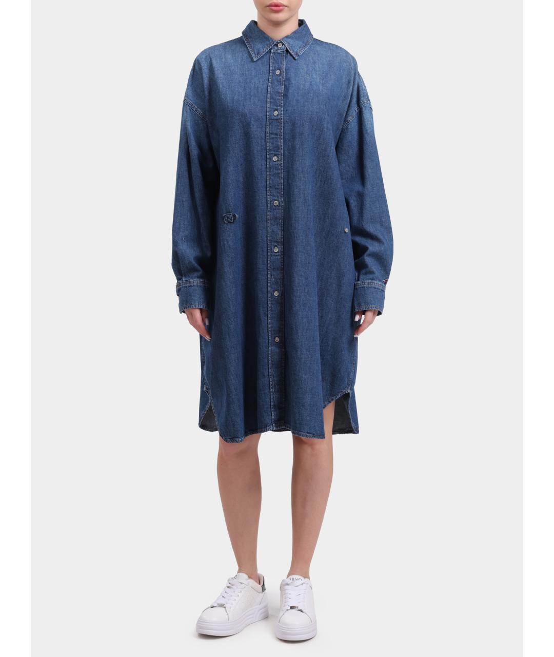 TOMMY HILFIGER Синее хлопковое повседневное платье, фото 2