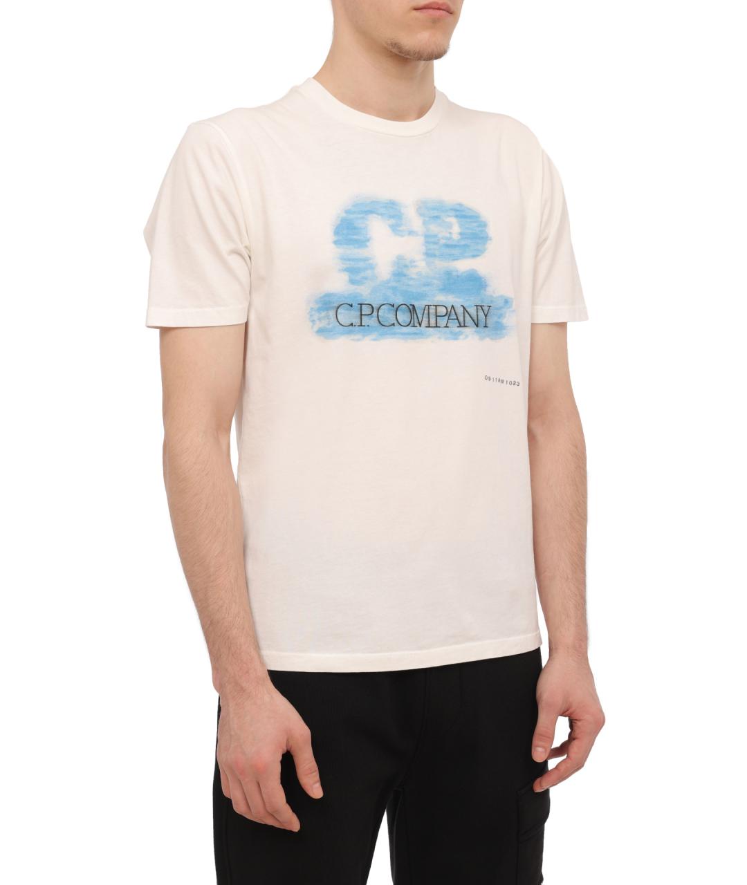 CP COMPANY Бежевая хлопковая футболка, фото 4