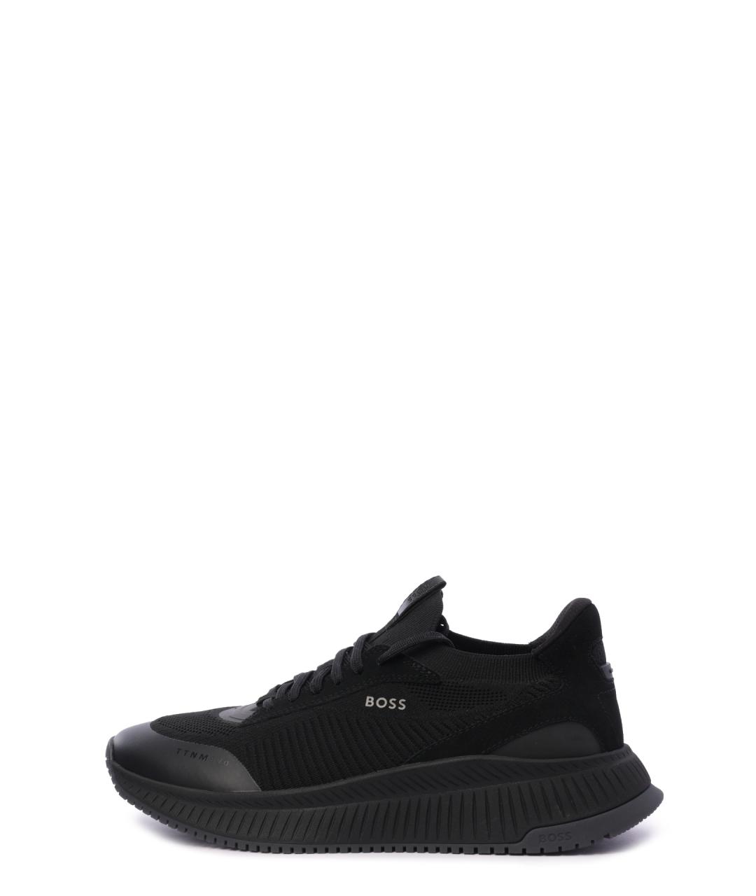 HUGO BOSS Черные текстильные низкие кроссовки / кеды, фото 7