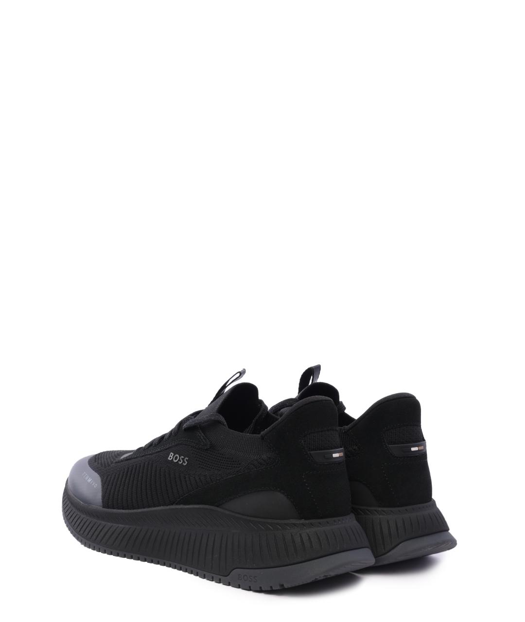 HUGO BOSS Черные текстильные низкие кроссовки / кеды, фото 3