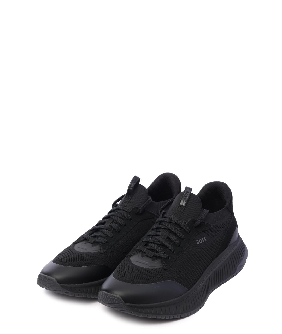 HUGO BOSS Черные текстильные низкие кроссовки / кеды, фото 2