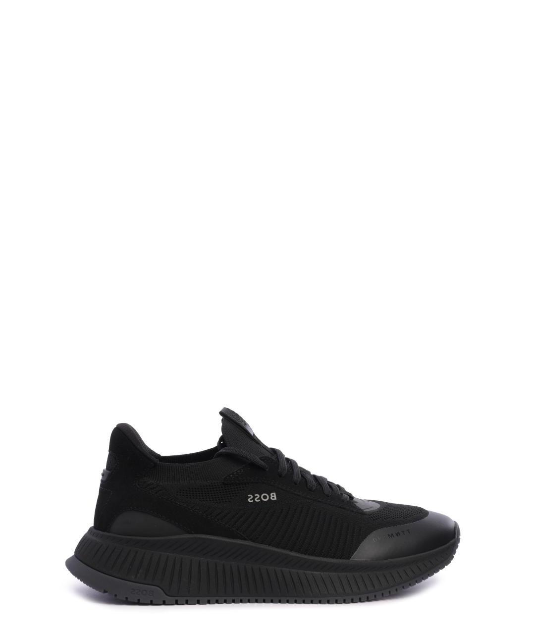 HUGO BOSS Черные текстильные низкие кроссовки / кеды, фото 1