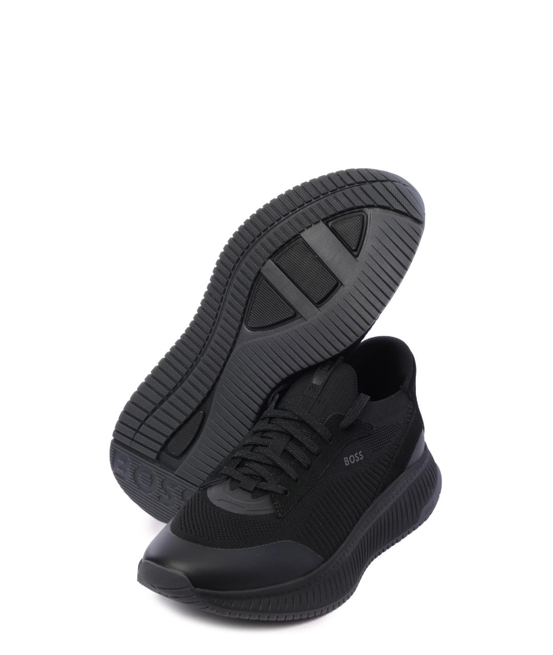 HUGO BOSS Черные текстильные низкие кроссовки / кеды, фото 4