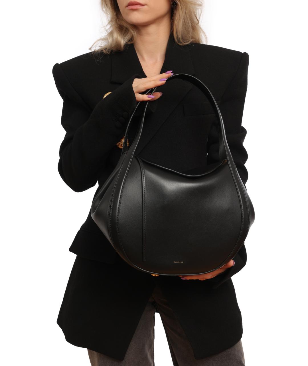 WANDLER Черная кожаная сумка через плечо, фото 2
